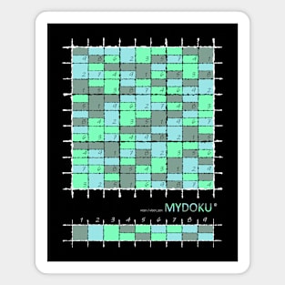 Mydoku_W001_H001_001_F: Sudoku, Sudoku coloring, logic, logic puzzle, holiday puzzle, fun, away from screen Magnet